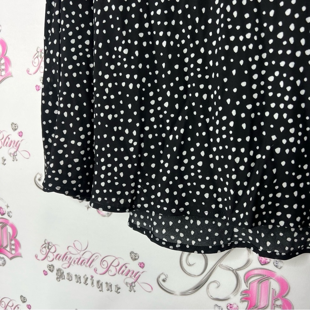Max Studio skirt stretchy polka dot Black and White Dotted Midi Skirt - Picture 3 of 5